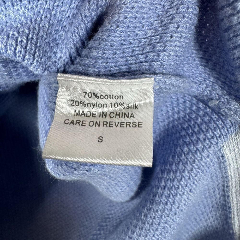 Burgess Small Light Blue Cotton Nylon Silk Blend Pullover Crew Neck Sweater - Picture 4 of 5